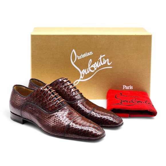 Christian Louboutin Greggo Python Oxford Shoes - Brown - EU 42 / US 9 $1495 - Picture 1 of 8